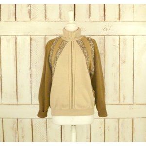 Tan brown knit wool pullover turtleneck vintage sweater